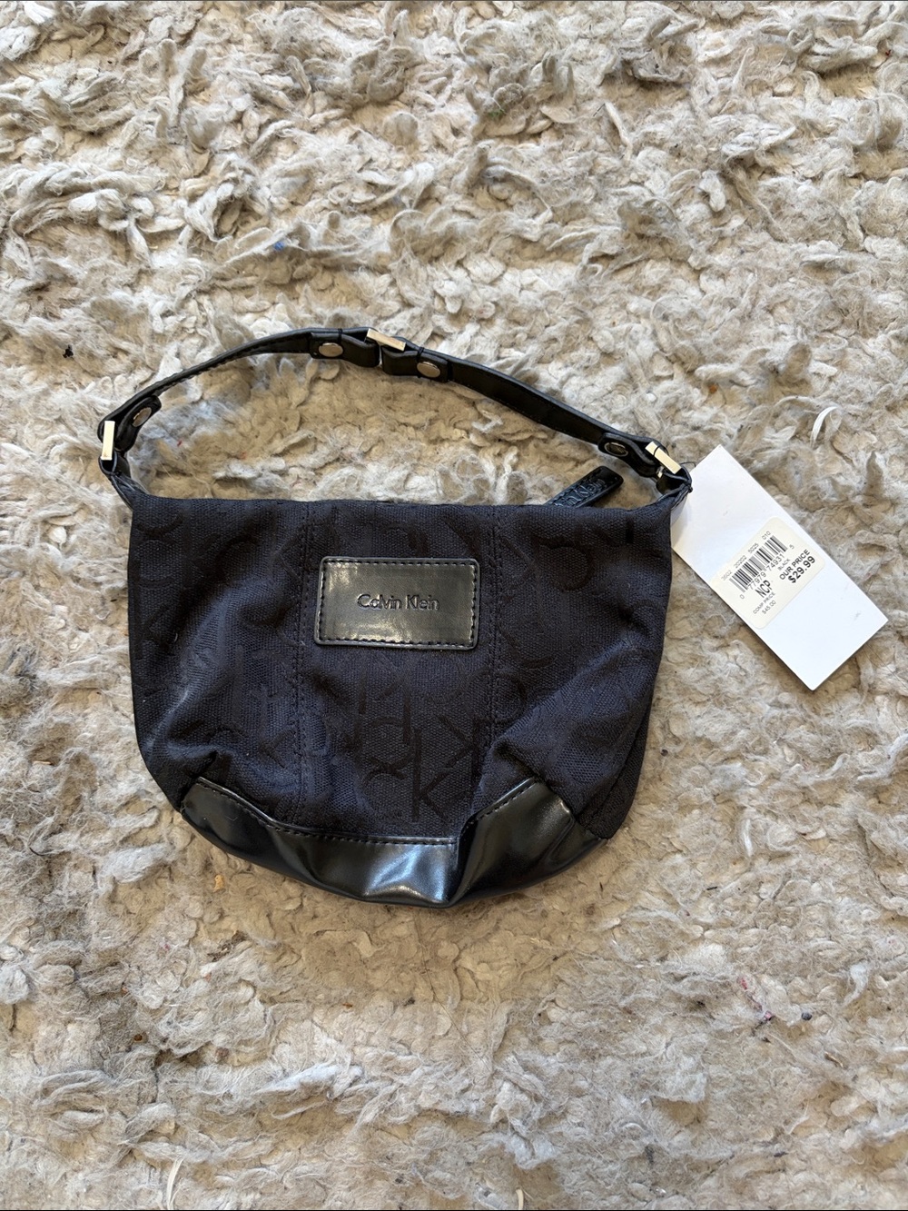 Calvin Klein Black Mini Hobo Bag with Logo Patch